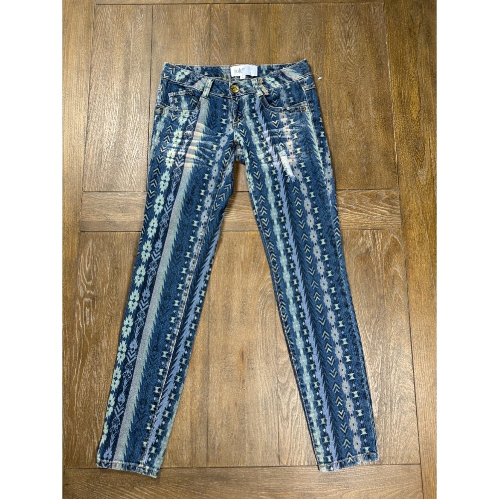 Jolt Jeans Women's Size 1 Skinny Aztec Tribal Print Low‎ Rise Denim Y2K Boho